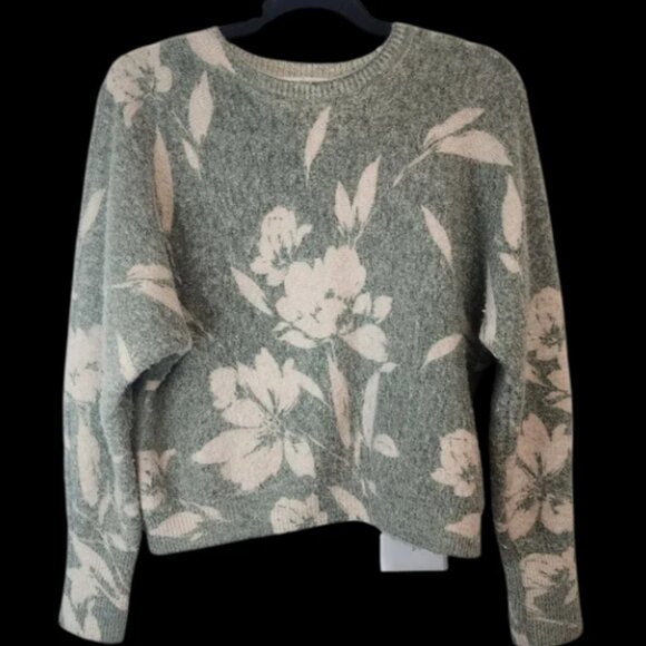 Joie Floral Knit Sweater in Green and Cream - Picture 1 of 2